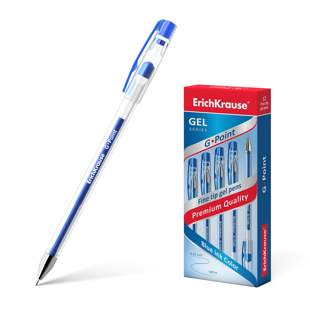 Ручка гелевая ErichKrause® G-Point, цвет чернил синий (в коробке по 12 шт.) Ручка гелевая ErichKrause® G-Point, цвет чернил синий (в коробке по 12 шт.)