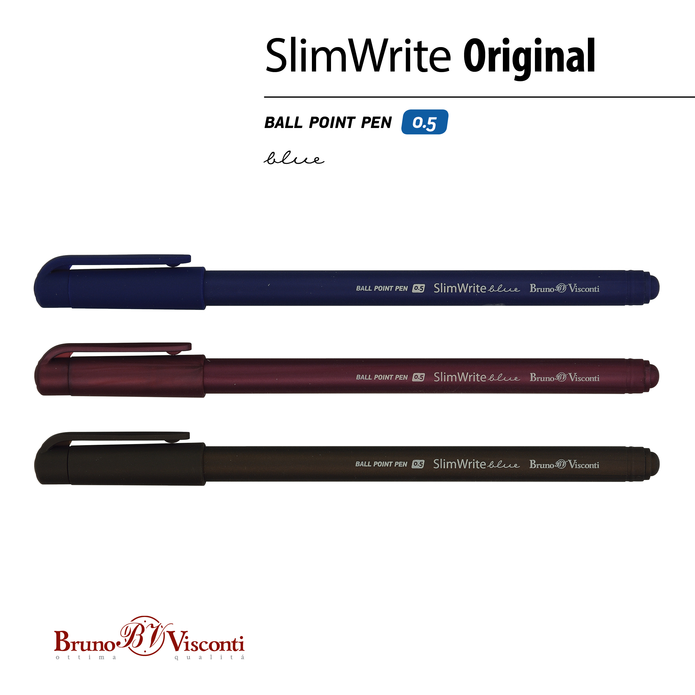 РУЧКА "SlimWrite.ORIGINAL" ШАРИКОВАЯ 0.5 ММ, СИНЯЯ (3 цвета корпуса) РУЧКА "SlimWrite.ORIGINAL" ШАРИКОВАЯ 0.5 ММ, СИНЯЯ (3 цвета корпуса)