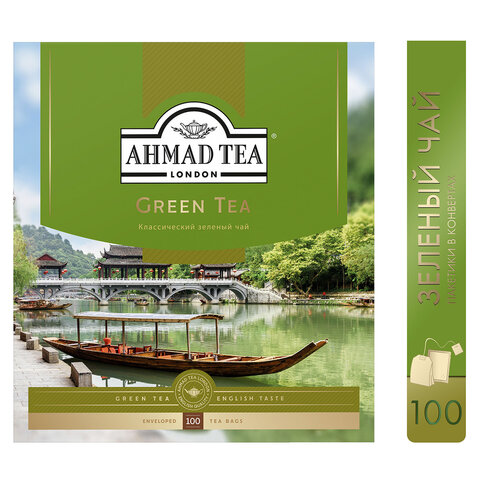 Чай AHMAD (Ахмад) "Green Tea", зеленый, 100 пакетиков по 2 г, 478i-08 Чай AHMAD (Ахмад) "Green Tea", зеленый, 100 пакетиков по 2 г, 478i-08