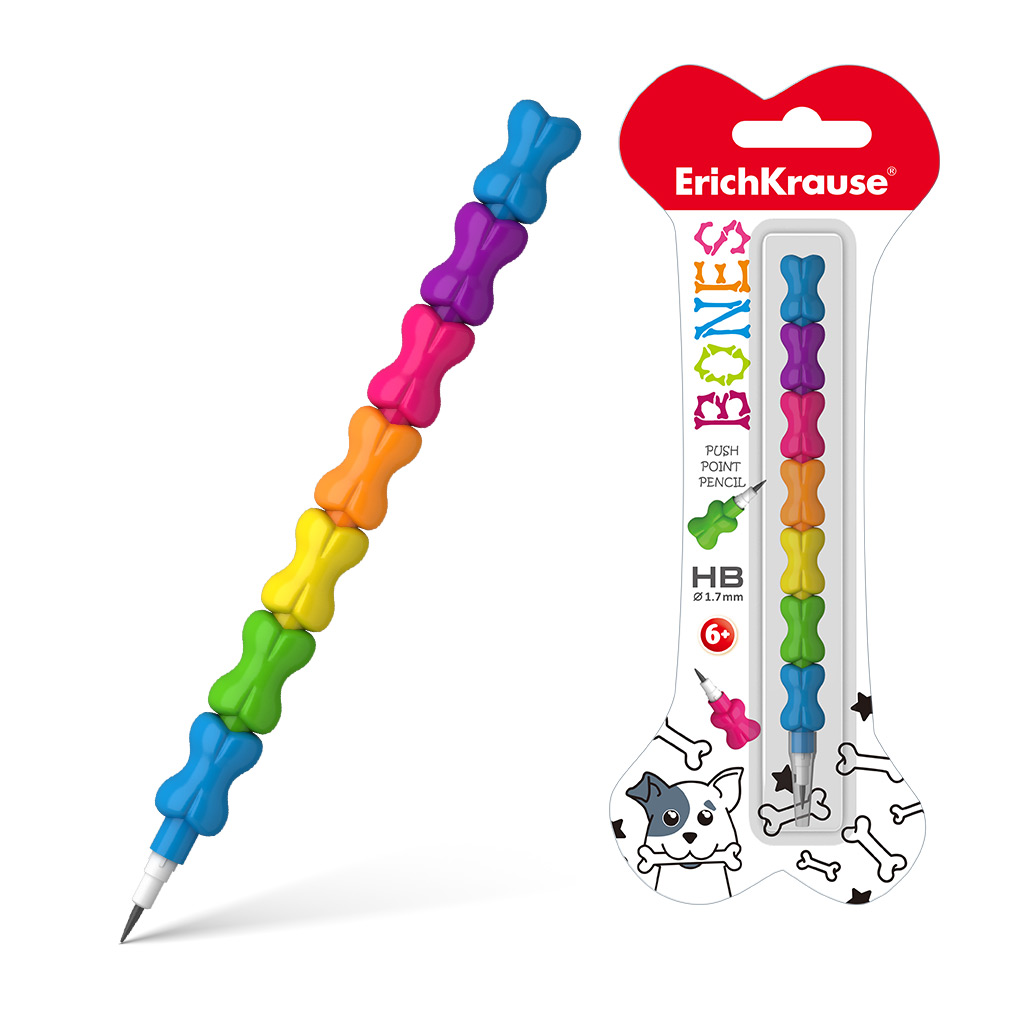 Карандаш сегментный ErichKrause® Bones 1.7 мм, НВ (в блистере по 1 шт.) Карандаш сегментный ErichKrause® Bones 1.7 мм, НВ (в блистере по 1 шт.)