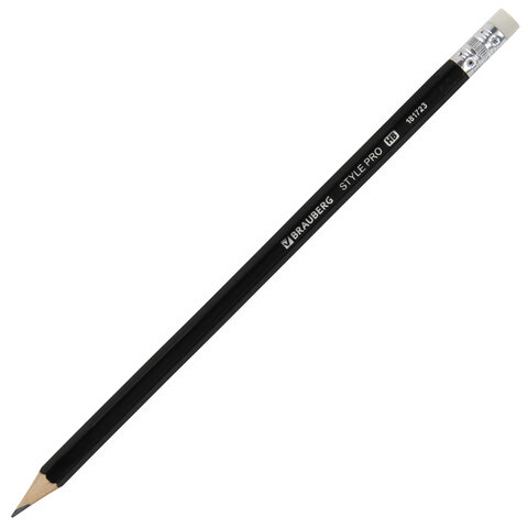 Карандаш чернографитный BRAUBERG "Style-X", 1 шт., HB, с ластиком, Карандаш чернографитный BRAUBERG "Style-X", 1 шт., HB, с ластиком,