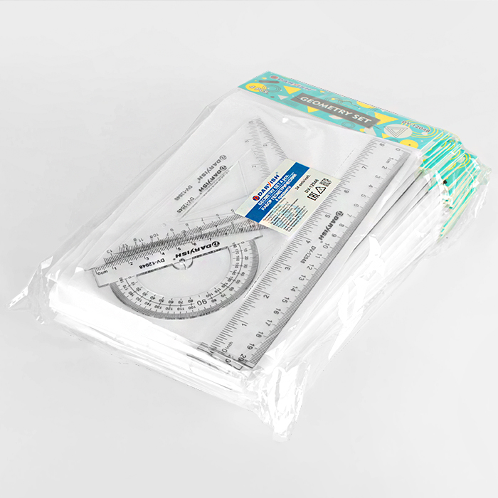 Набор геометрический "Darvish" 4 предмета (линейка 20 см+ транспортир+ Набор геометрический "Darvish" 4 предмета (линейка 20 см+ транспортир+