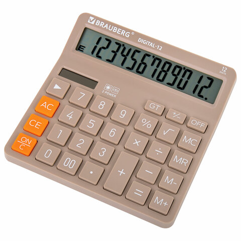 Калькулятор настольный BRAUBERG DIGITAL-12-BG (151х152 мм), 12 разрядов, двойное