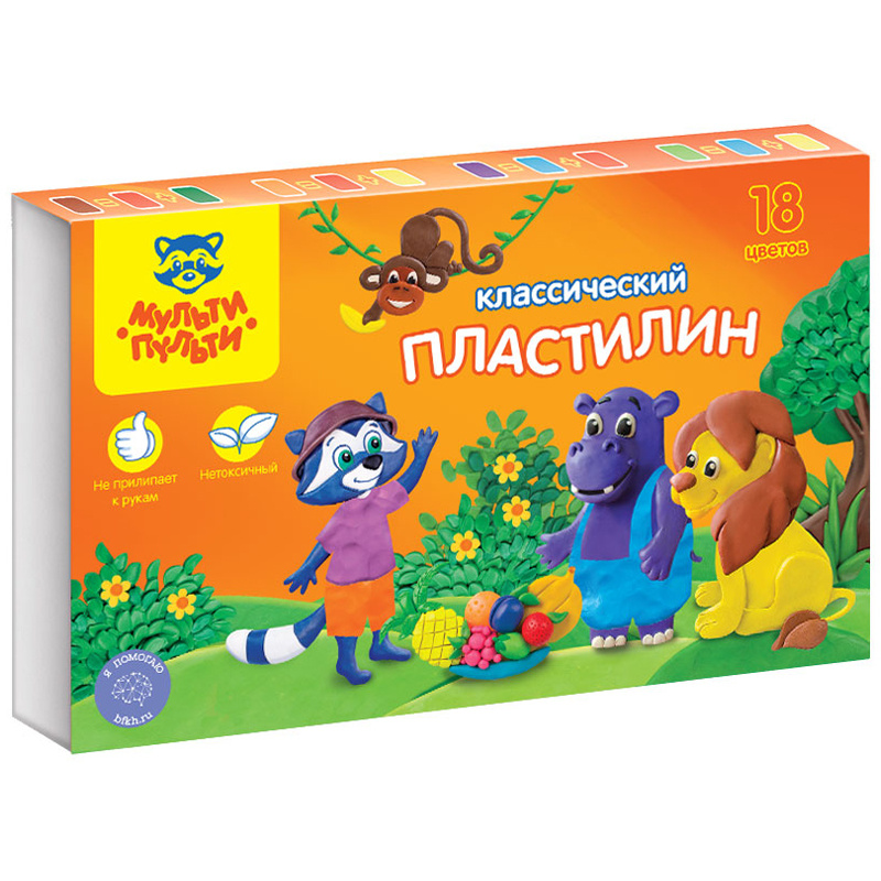 Пластилин "Приключения Енота" 18 цветов, 360гр, со стеком КП_10211 Пластилин "Приключения Енота" 18 цветов, 360гр, со стеком КП_10211