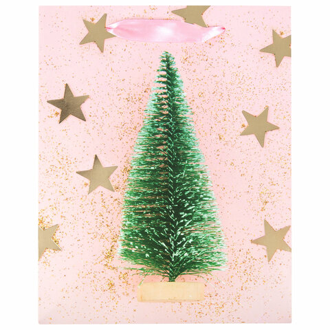 Пакет подарочный новогодний 17,8x9,8x22,9 см ЗОЛОТАЯ СКАЗКА "Pink Пакет подарочный новогодний 17,8x9,8x22,9 см ЗОЛОТАЯ СКАЗКА "Pink