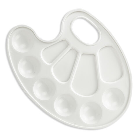 Палитра для рисования BRAUBERG KIDS, белая, овальная, 10 ячеек (6 ячеек для