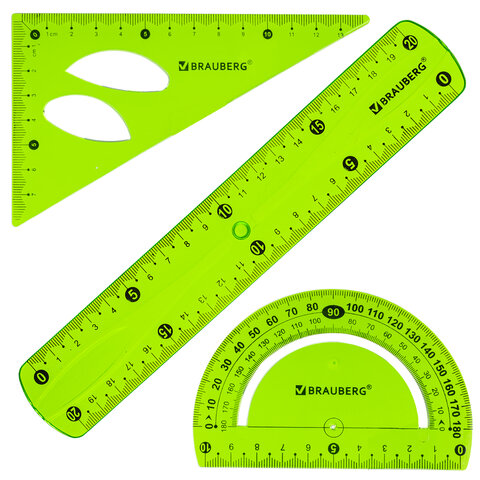 Набор чертежный средний гибкий BRAUBERG "FLEX" (линейка 20 см, Набор чертежный средний гибкий BRAUBERG "FLEX" (линейка 20 см,