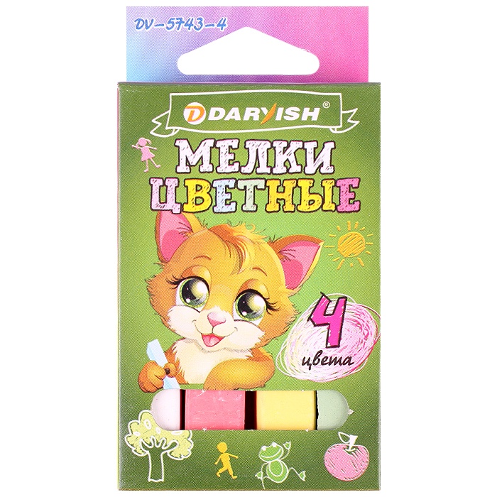 Мелки цветные 4шт "Darvish" прямоугольные Мелки цветные 4шт "Darvish" прямоугольные