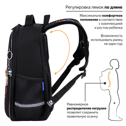 Ранец BRAUBERG LIGHT, 1 отделение, с брелоком, "Neon drift", 36х26х13 Ранец BRAUBERG LIGHT, 1 отделение, с брелоком, "Neon drift", 36х26х13