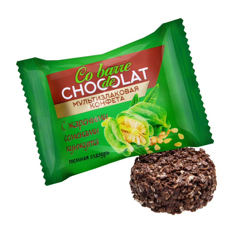 Конфеты Co barre de CHOCOLAT мультизлаковые с кунжутом и с темной глазури, 1кг Конфеты Co barre de CHOCOLAT мультизлаковые с кунжутом и с темной глазури, 1кг