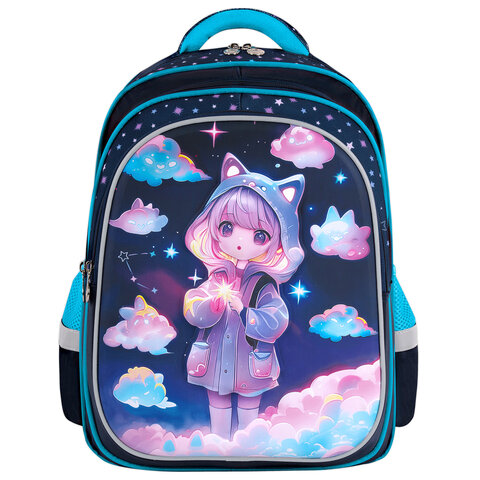 Рюкзак BRAUBERG KIDS FLOSSY, 2 отделения, 3 кармана, "Sky girl",
