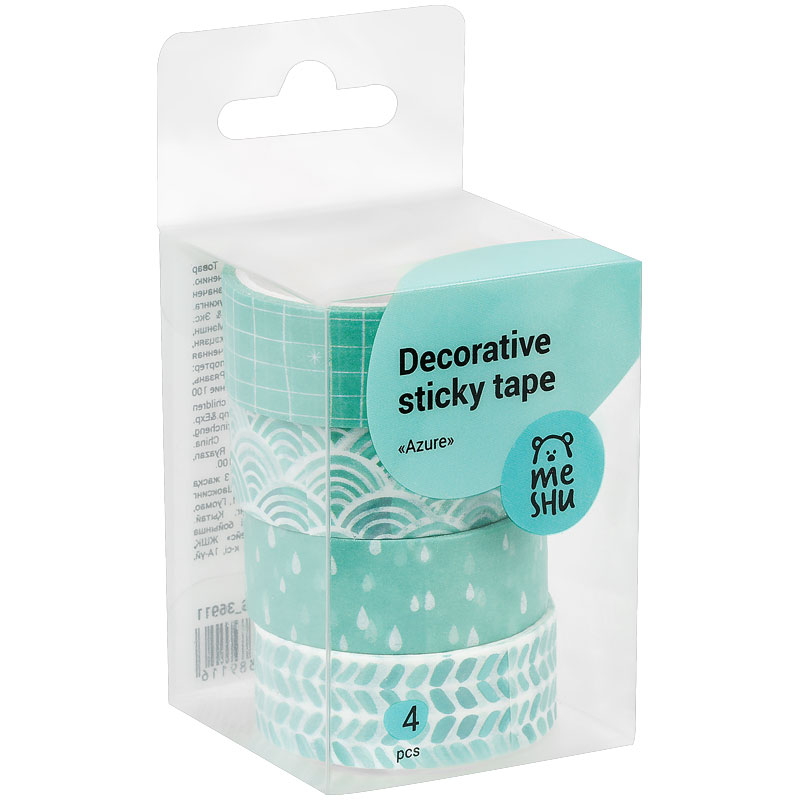 Набор клейких декоративных лент MESHU "Azure", 4 штуки Набор клейких декоративных лент MESHU "Azure", 4 штуки