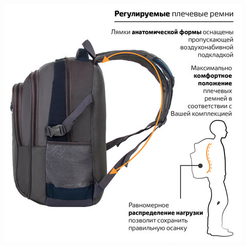 Рюкзак BRAUBERG "MainStream 2", 35 л, размер 45х32х19 см, ткань, Рюкзак BRAUBERG "MainStream 2", 35 л, размер 45х32х19 см, ткань,