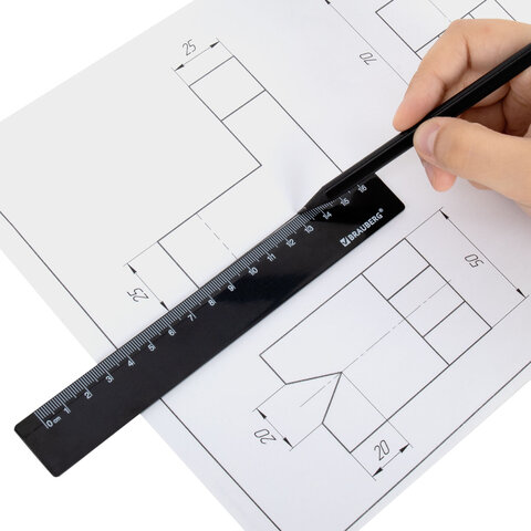 Линейка пластиковая 16 см, BRAUBERG, черная, 210828 Линейка пластиковая 16 см, BRAUBERG, черная, 210828