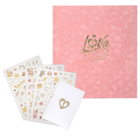 Фотоальбом-анкета детский 23х25 см, 32 листа, стикеры, открытка, конверт,