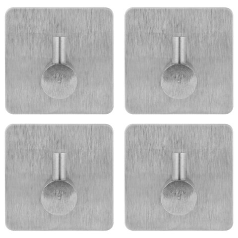 Крючки самоклеящиеся универсальные 4,5x4,5 см, КОМПЛЕКТ 4 шт., сталь,