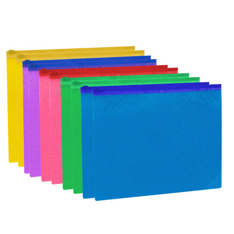 Папка-конверт на молнии МАЛОГО ФОРМАТА (180х250 мм) А5, цвет ассорти с Папка-конверт на молнии МАЛОГО ФОРМАТА (180х250 мм) А5, цвет ассорти с