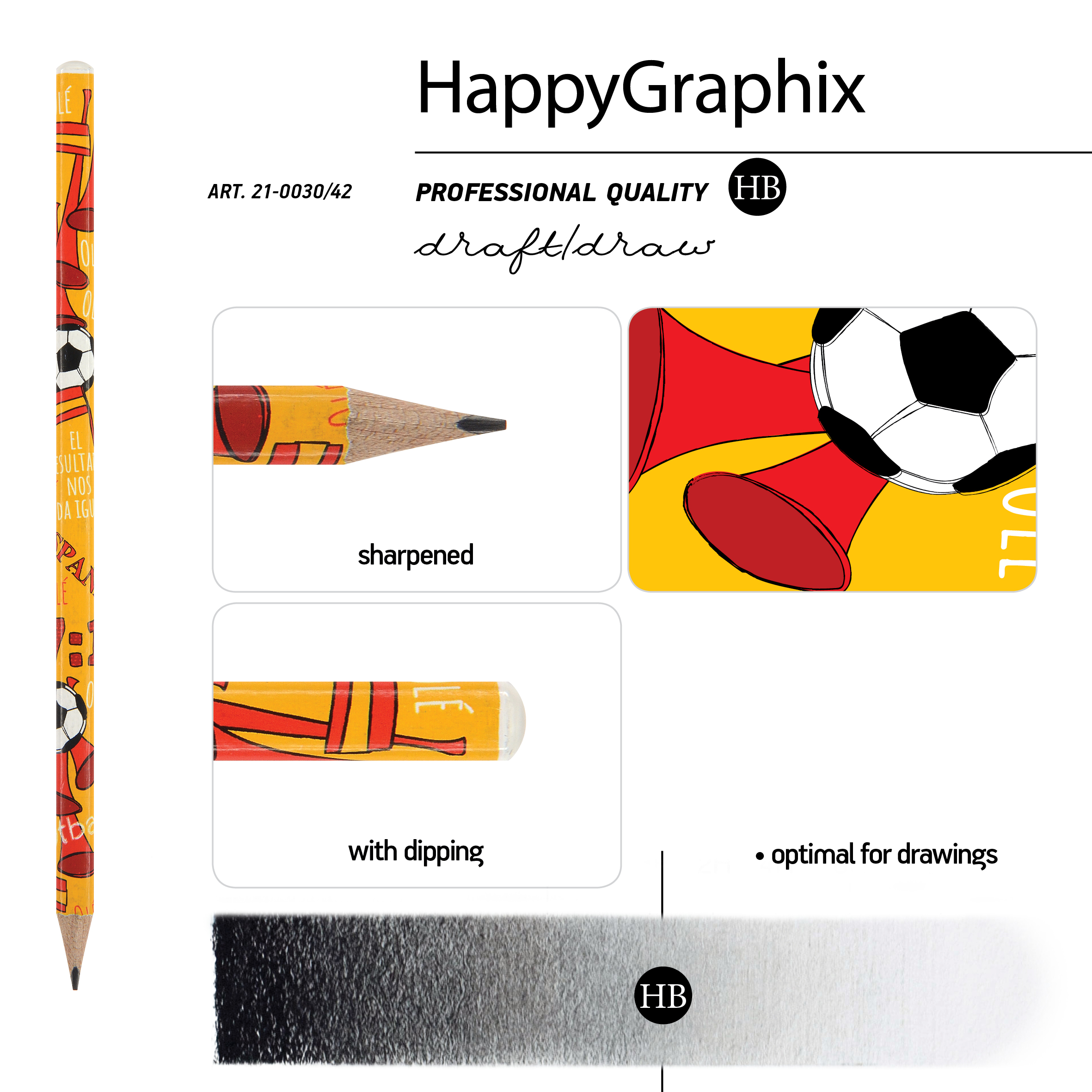 КАРАНДАШ ЧЕРНОГРАФИТОВЫЙ "HappyGraphix. Футбол.Чемпионы. Испания" НВ