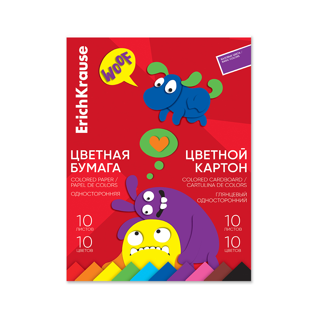 Набор цв.бум.и картона глянцевого на клею ErichKrause, Jolly Friends, А4, 20 Набор цв.бум.и картона глянцевого на клею ErichKrause, Jolly Friends, А4, 20