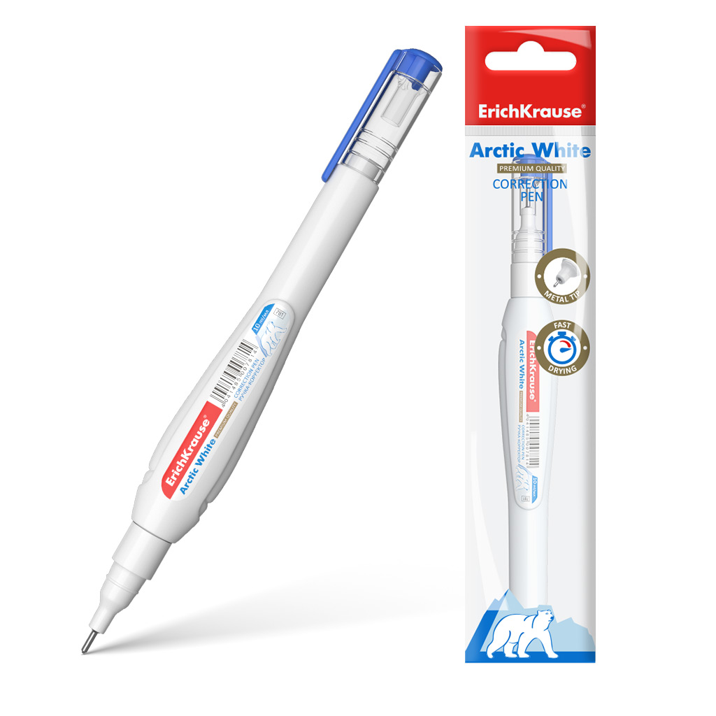 Ручка-корректор Erich Krause® Arctic white, 10мл (в пакете по 1 шт.) Ручка-корректор Erich Krause® Arctic white, 10мл (в пакете по 1 шт.)