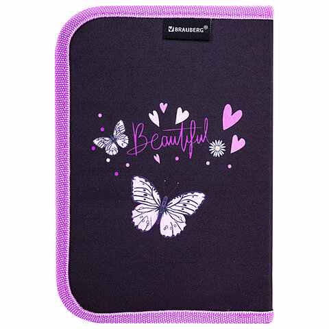 Пенал BRAUBERG с наполнением, 1 отделение, 1 откидная планка, 24 предмета, 21х14 Пенал BRAUBERG с наполнением, 1 отделение, 1 откидная планка, 24 предмета, 21х14