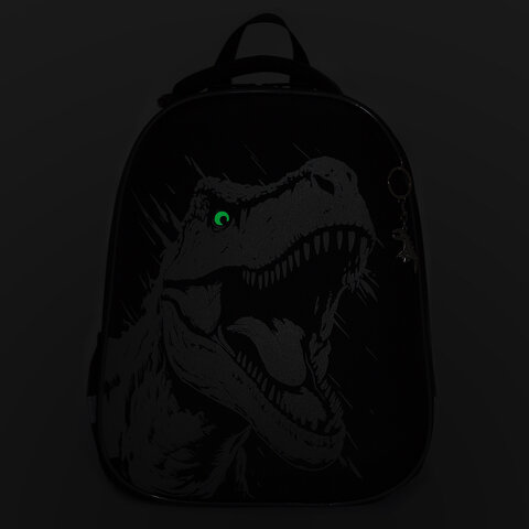 Ранец BRAUBERG SHINY, 2 отделения, с брелком, Scary dino, СВЕТЯЩИЙСЯ РИСУНОК,