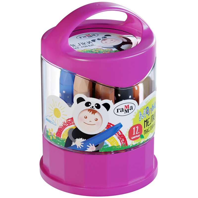 Мелки масляные Гамма "Малыш", 12цв., шестигранные, пластиковый Мелки масляные Гамма "Малыш", 12цв., шестигранные, пластиковый