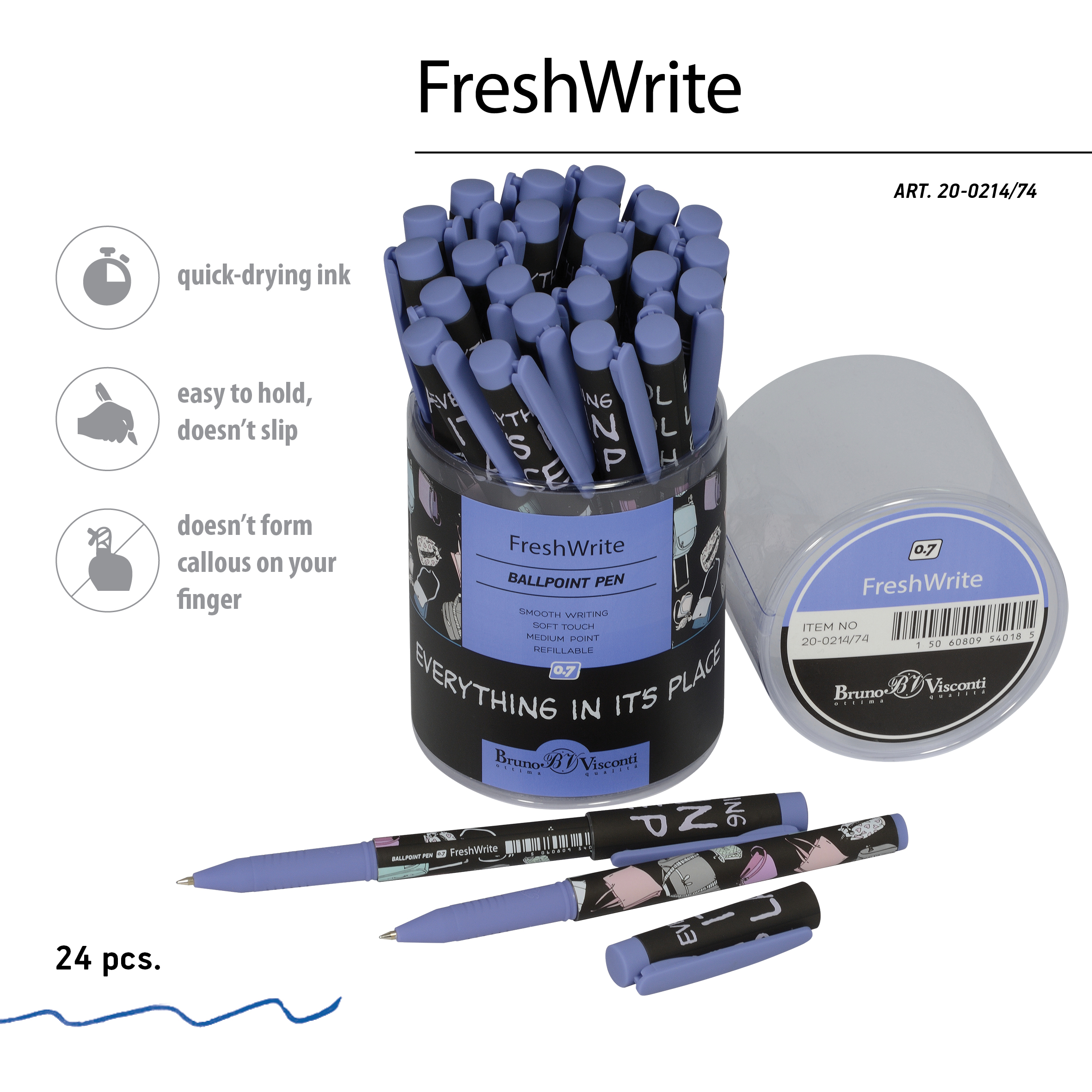 РУЧКА "FreshWrite. Дамские штучки. Сумочки" ШАРИКОВАЯ 0.7 ММ, СИНЯЯ