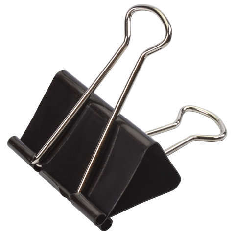 Зажимы для бумаг STAFF, КОМПЛЕКТ 12 шт., 51 мм, на 230 листов, черные, картонная