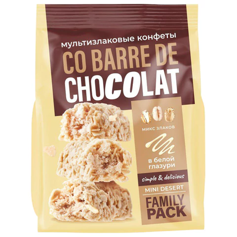 Конфеты мультизлаковые CO BARRE DE CHOCOLAT с белой глазурью, 135 г, УТ-00032332 Конфеты мультизлаковые CO BARRE DE CHOCOLAT с белой глазурью, 135 г, УТ-00032332