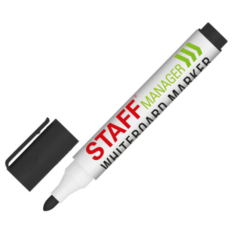 Маркер стираемый для белой доски ЧЕРНЫЙ, STAFF "MANAGER" WBM-300, 3 Маркер стираемый для белой доски ЧЕРНЫЙ, STAFF "MANAGER" WBM-300, 3
