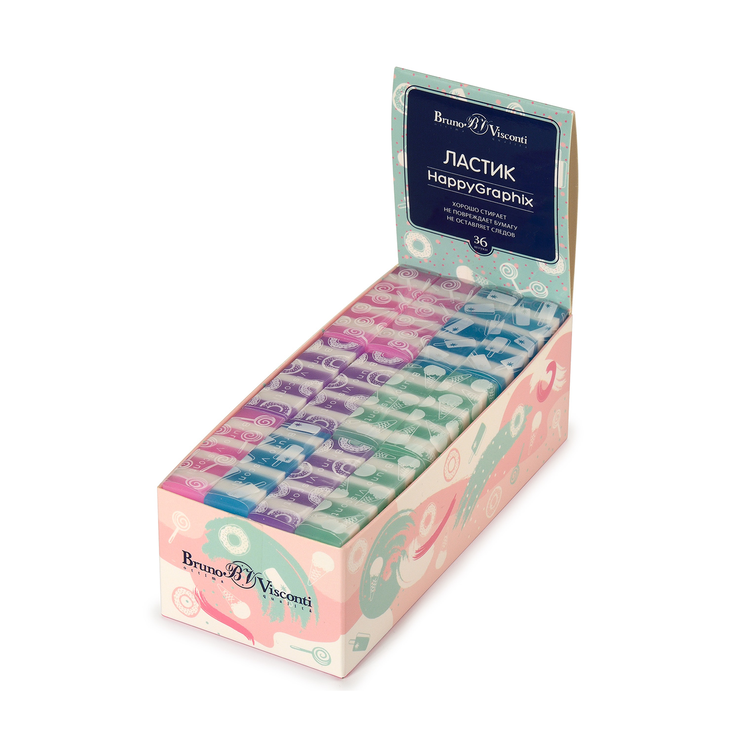 ЛАСТИК "HappyGraphix. Мармеладки маленькие", 4 цвета ЛАСТИК "HappyGraphix. Мармеладки маленькие", 4 цвета