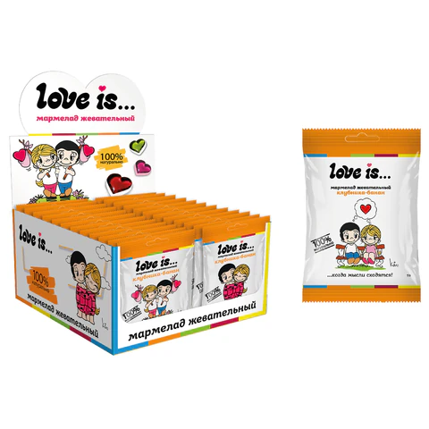 Мармелад жевательный LOVE IS "ЖуйМиксик" со вкусом клубника-банан, 20 Мармелад жевательный LOVE IS "ЖуйМиксик" со вкусом клубника-банан, 20