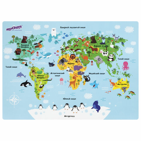 Настольное покрытие ЮНЛАНДИЯ, А3+, пластик, 46x33 см, "Map", 272370 Настольное покрытие ЮНЛАНДИЯ, А3+, пластик, 46x33 см, "Map", 272370