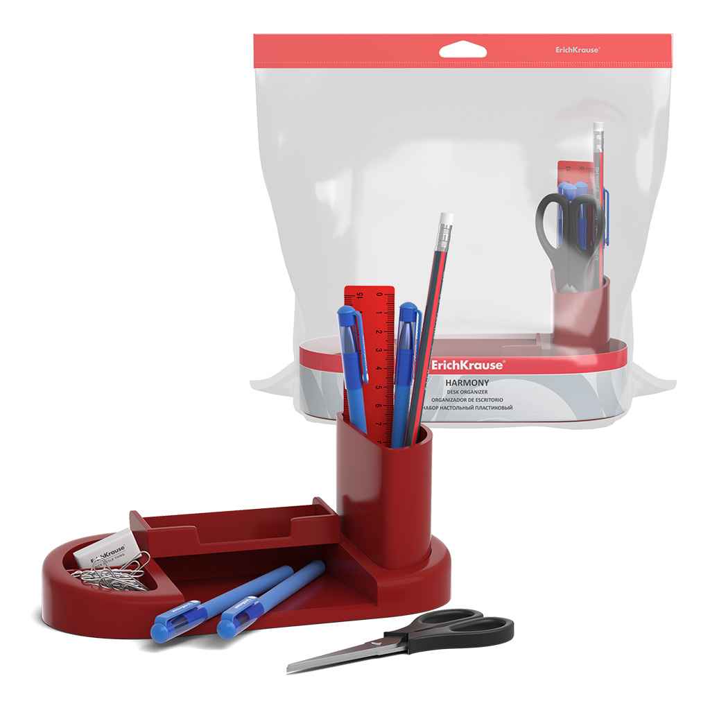 Набор настольный пластиковый ErichKrause® Harmony, Marsala, красный Набор настольный пластиковый ErichKrause® Harmony, Marsala, красный