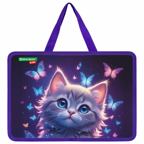 Папка на молнии с ручками BRAUBERG KIDS А4, 1 отделение, пластик, 100 мм, Папка на молнии с ручками BRAUBERG KIDS А4, 1 отделение, пластик, 100 мм,