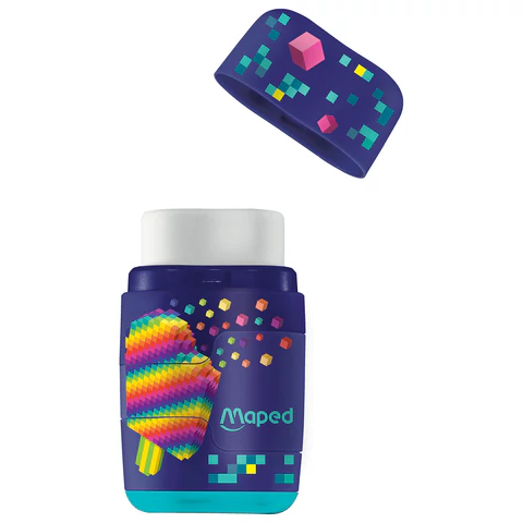 Точилка с ластиком 2 в 1 MAPED (Франция) "Pixel Party Connect", 2 Точилка с ластиком 2 в 1 MAPED (Франция) "Pixel Party Connect", 2
