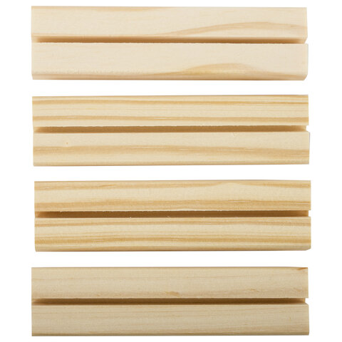 Ценникодержатель деревянный (ценники, реклама, фото) 12х3х2 см, КОМПЛЕКТ 4 шт.,