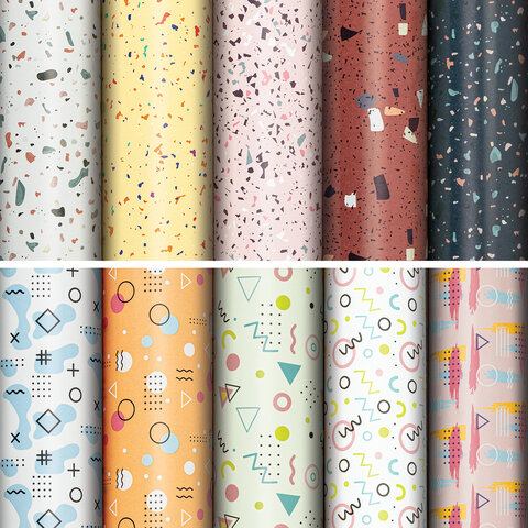 Бумага упаковочная мелованная "Terrazzo&Memphis" 70*100см, 10