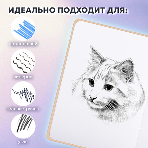 Скетчбук, белая бумага 80 г/м2, 145х203 мм, 80 л., резинка, твердый, BRAUBERG