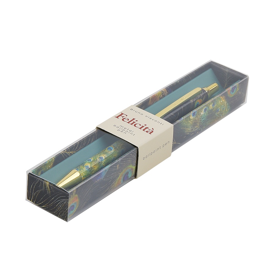 РУЧКА МЕТАЛЛИЧЕСКАЯ "FAUNA.ПАВЛИНЫ" ШАРИКОВАЯ 0,7 ММ, СИНЯЯ, В