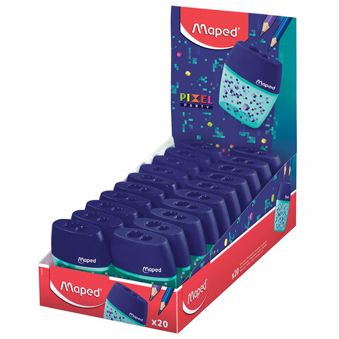 Точилка с контейнером MAPED (Франция) "Pixel Party", 2 отверстия,
