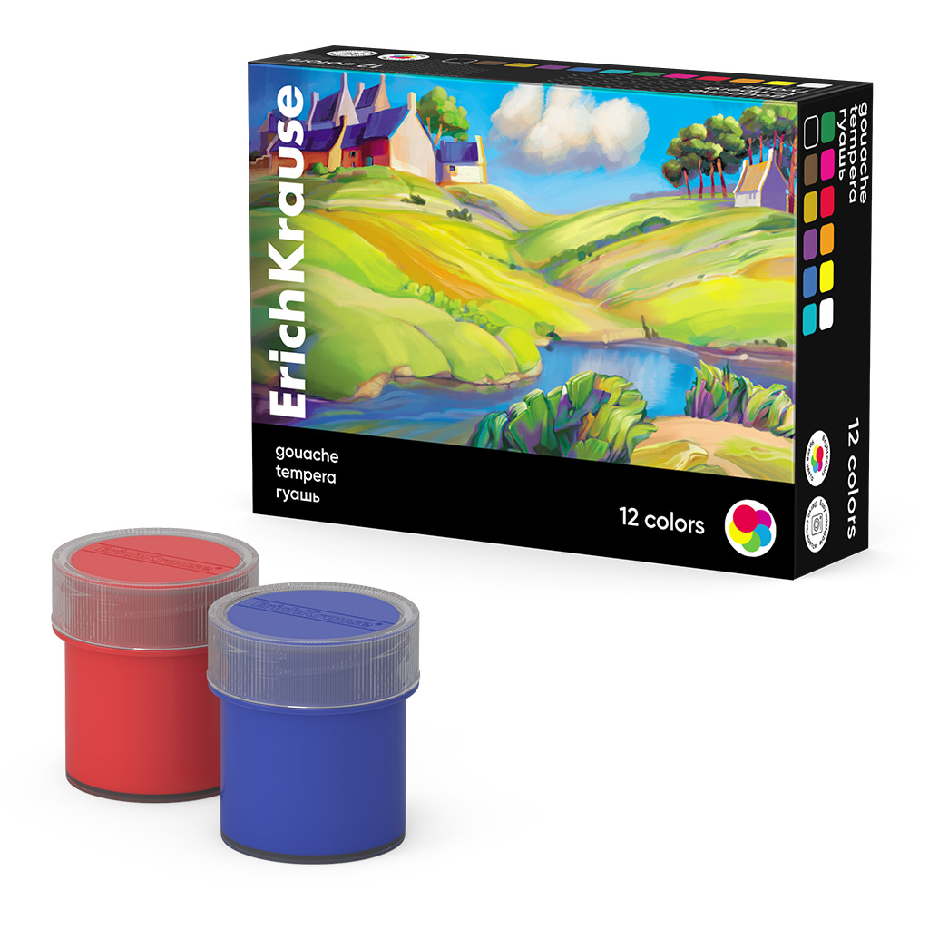 Гуашь Erich Krause Art Spirit 12 цветов по 20 мл (в коробке 12 штук) Гуашь Erich Krause Art Spirit 12 цветов по 20 мл (в коробке 12 штук)