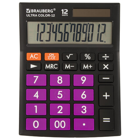 Калькулятор настольный BRAUBERG ULTRA COLOR-12-BKPR (192x143 мм), 12 разрядов, Калькулятор настольный BRAUBERG ULTRA COLOR-12-BKPR (192x143 мм), 12 разрядов,