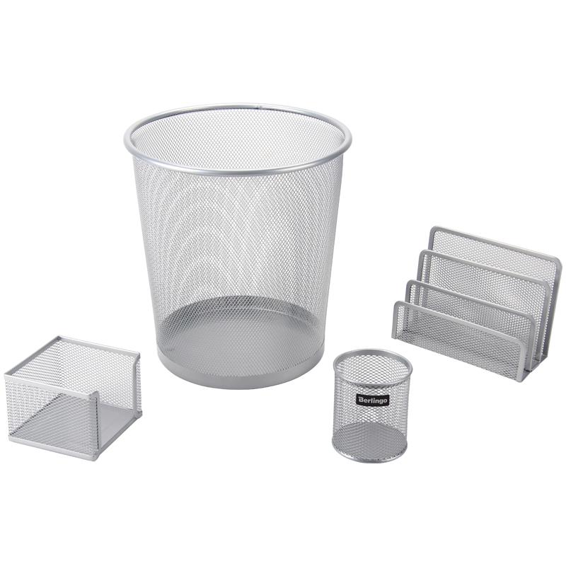 Настольный набор из металла Berlingo "Steel&Style", 4 предмета, с Настольный набор из металла Berlingo "Steel&Style", 4 предмета, с