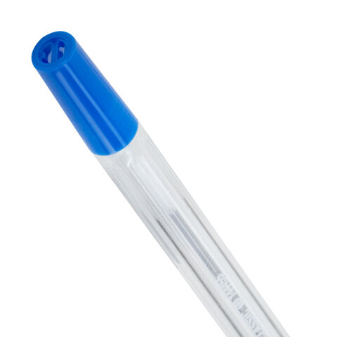 Ручка шариковая STAFF "Basic BP-66 CLASSIC", СИНЯЯ, корпус прозрачный,