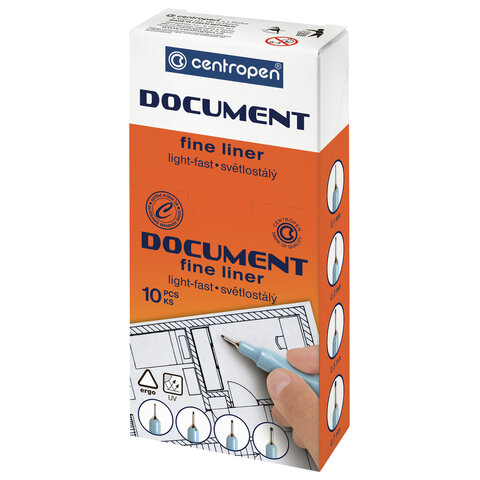 Ручка капиллярная (линер) СИНЯЯ CENTROPEN "Document", трехгранная,