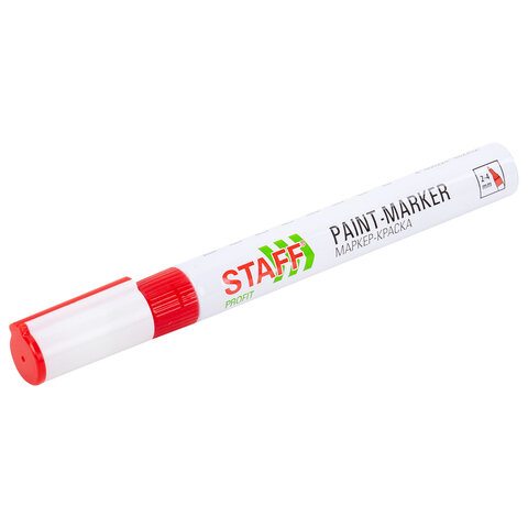 Маркер-краска лаковый (paint marker) 2-4 мм, КРАСНЫЙ, НИТРО-ОСНОВА, STAFF
