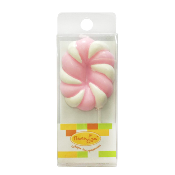 Свеча Цифра 0 Леденец розовый 4,8см Свеча Цифра 0 Леденец розовый 4,8см