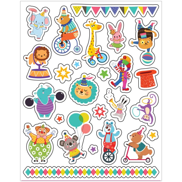 Наклейки - татуировки "Цирк", 3 листа Наклейки - татуировки "Цирк", 3 листа